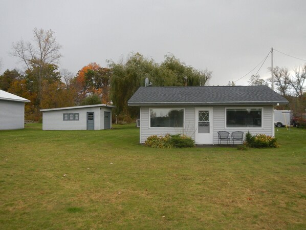 Front of cabin facing lake