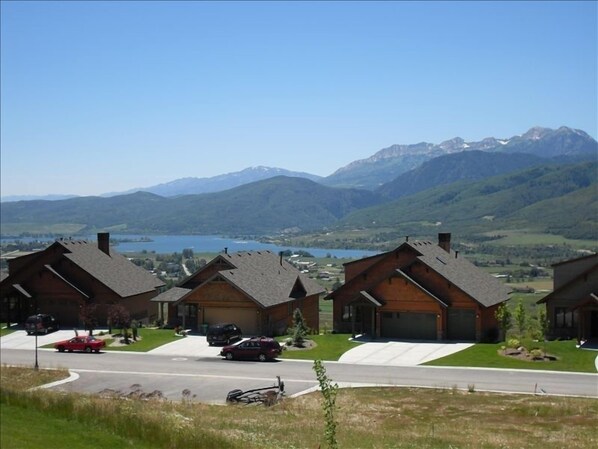 Awesome view of Snowbasin and Pineview Lake from our deck!