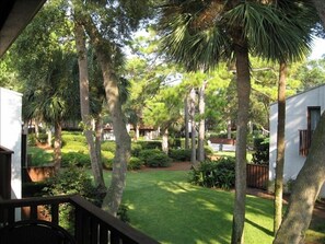 View from Living Room Level Deck towards pool area