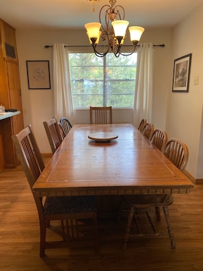 Large dining table for family time.