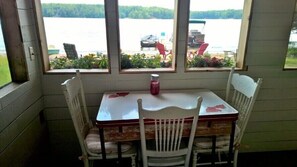 Inside the screen porch.