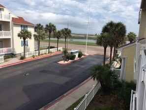 Entrance to Condo and view from balcony.