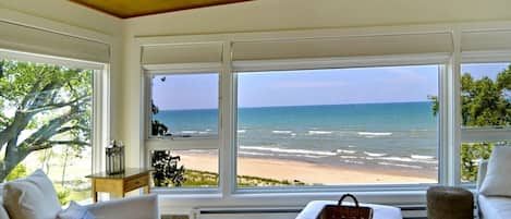 Stunning lake view from the cantilevered sun room