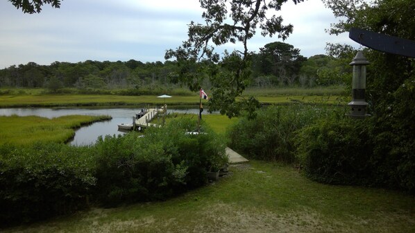 60" private dock to launch your kayak, canoe.  Sunbathe and view river life.