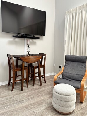 Enjoy large 65" Samsung TV with Blu-ray player in den.  You Tube TV provided.  