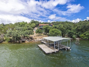 Boat dock available for your use. (No lift). Photo taken when lake was high
