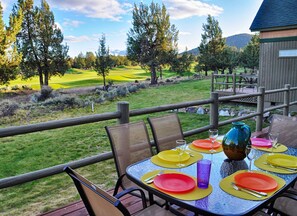 Enjoy gorgeous views from the patio. Has plenty of seating and a BBQ.