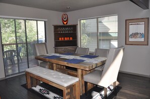 Dining room with seating for 6. Add the bar stools for additional spots.