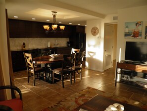 Dining and Kitchen from Living Room
