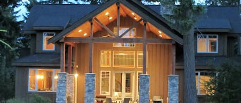 Larkspur Lodge from Rope Rider Golf Course at dusk - now patio w/ fire pit added