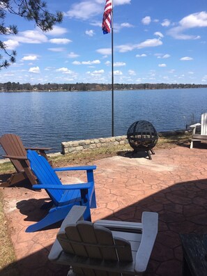 Patio chairs and 2020 fire ring. Chairs are all weather composite - 6 total