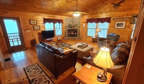 Gas log fireplace in the cozy family room!