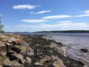 Around the tip of the Point, the beach provides a good Maine rock clamber!
