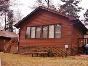 View of cabin lakeside