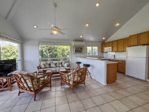 Open living room and kitchen area
