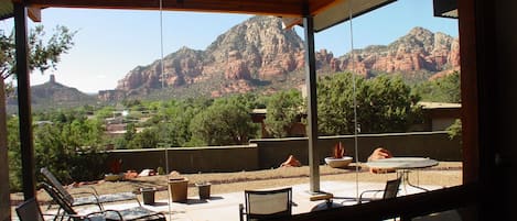 Covered patio with awsome views