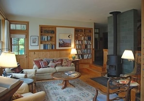 Living Room with wood stove.