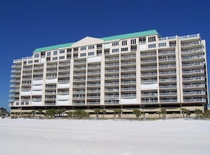 The condominium features balconies that are directly facing the beach.