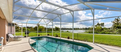 Fantastic lake view from the south facing pool. Pool resurfaced Oct 2021