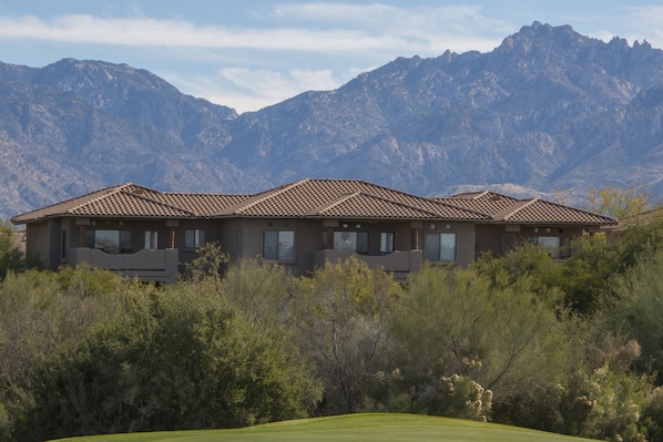 Condo exterior from desert park