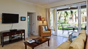 Recently refurbished living area, with HD TV and DVD player