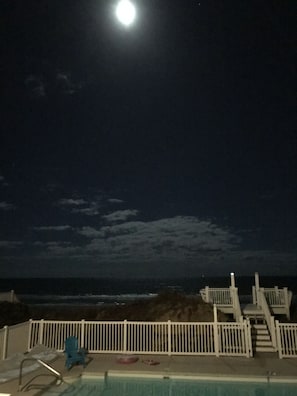 View from our deck - Full Moon lights up the Ocean
