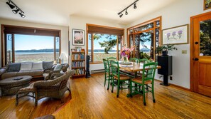 View of bay from living and dining area. Tide is out.  Returns twice a day.