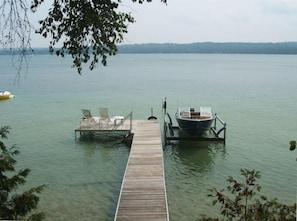 View of Lake Leelanau and dock from house