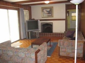 Family room with fireplace