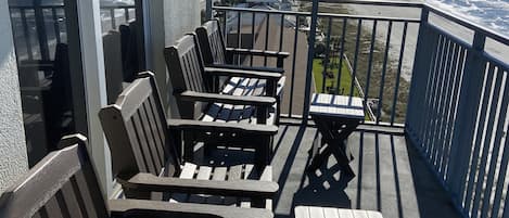 New patio furniture on balcony with a beautiful ocean view!  