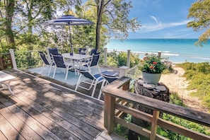 Views from the upper dinning deck overlooking Lake Michigan and the Islands 