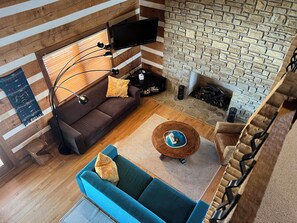 Looking down from the loft.