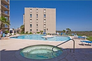 One of two pools and hot tub