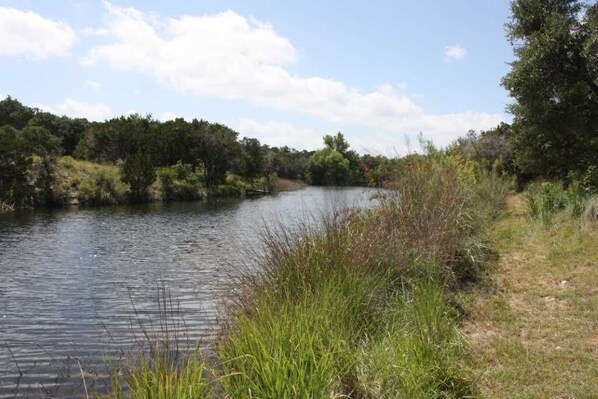 Plunge in for a refreshing swim, float on a tube, or catch-and-release fish at the creek! Please keep in mind water levels are seasonal, check with us when you book.