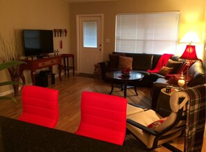 View of living area from kitchen. 