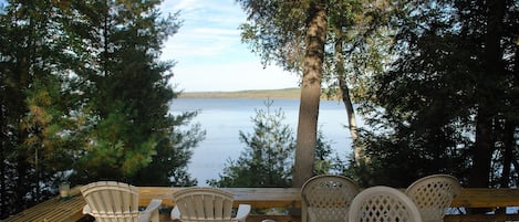 Looking North at the view of Little Platte Lake -from Morningside Cottage's Deck
