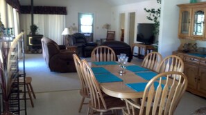 The dining room next to the living area.