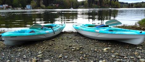 Complimentary kayaks. Right view of Eagle Harbor