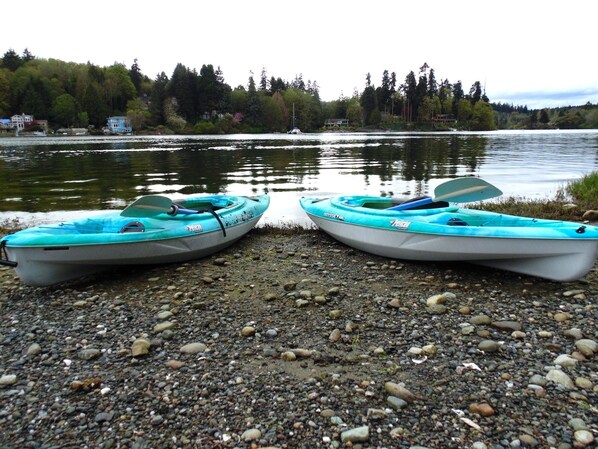 Complimentary kayaks. Right view of Eagle Harbor