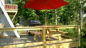 Deck with picnic table and grill