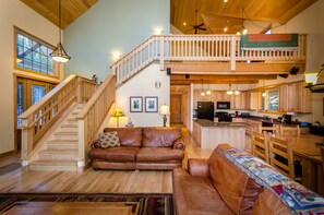 The great room, kitchen, and loft