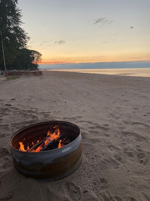 Private beach fire ring