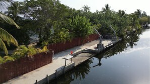 100 foot Concrete Dock with fish cleaning Table