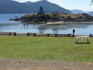 At low Tides, you can walk to Indian Island (they get lower than this)