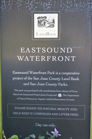 Eastsound Waterfront Park Sign (Across from Indian Island Suites)