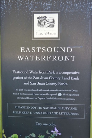 Eastsound Waterfront Park Sign (Across from Indian Island Suites)