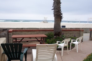 Patio along the boardwalk in South Mission.