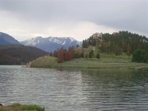 Dillon reservoir (summer)- Summerwood (our sub) on hill to the right.