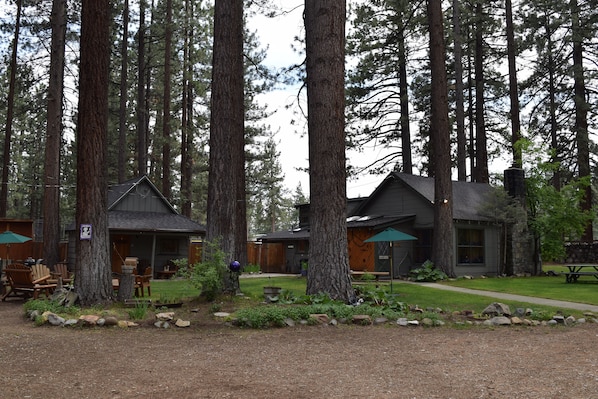 Vacation Tall Pines cabin-in-the-woods rental on the right