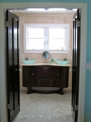 The upstair master bath